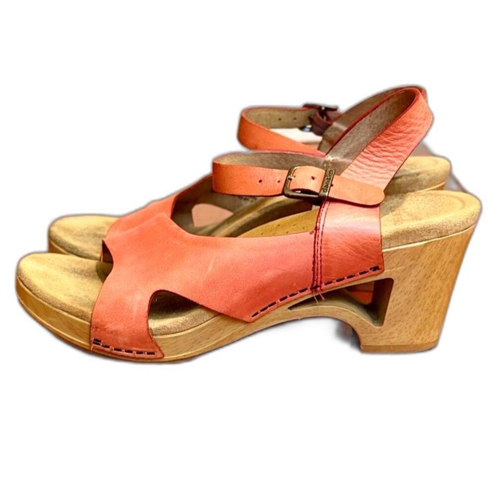 Dansko Tasha Tangerine Sandal Heels Sz 39 - Picture 2 of 7